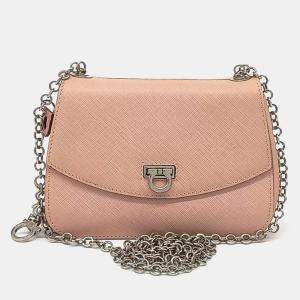 Salvatore Ferragamo Pink Leather Gancini Chain Crossbody Bag