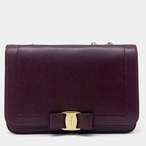 Salvatore Ferragamo Burgundy Leather Vara shoulder bag
