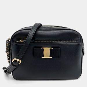 Salvatore Ferragamo Black Leather Lydia Camera Bag