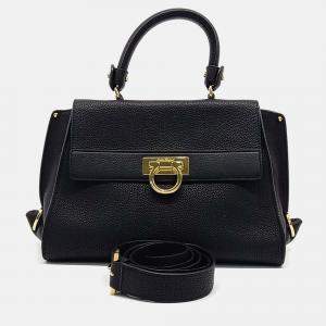 Pre Owned Salvatore Ferragamo Black Leather Sophia Bag