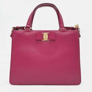 Pre Owned Salvatore Ferragamo Vara Pink Leather Tote