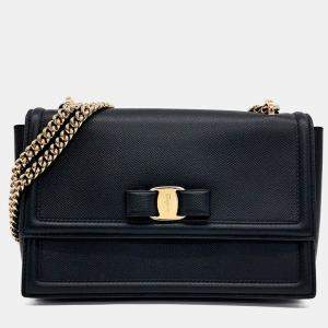 مملوكة مسبقًا Salvatore Ferragamo Black Leather Bara Genie shoulder bag