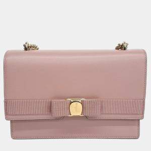 Pre Owned Salvatore Ferragamo Pink Leather Vara shoulder bag