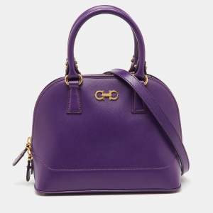 Pre Owned Salvatore Ferragamo Purple Saffiano Leather Darina Satchel