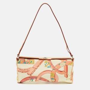 Pre Owned Salvatore Ferragamo Multicolor Printed Canvas and Leather Gancini Pochette Bag