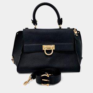 Pre Owned Salvatore Ferragamo Black Leather Sophia bag