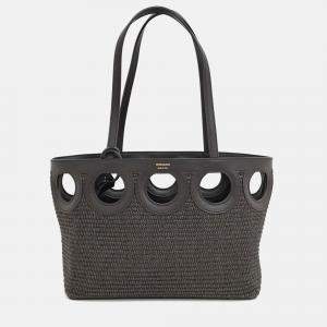 Pre Owned Salvatore Ferragamo Brown Leather and Raffia tote bag