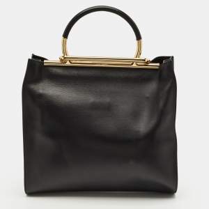 مملوكة مسبقًا Salvatore Ferragamo Frame Black Leather Tote