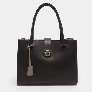 Pre Owned Salvatore Ferragamo Marlene Brown Leather Tote