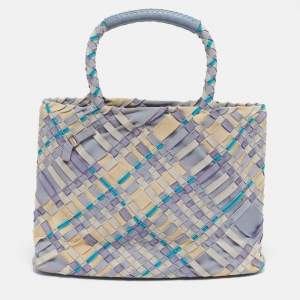 مملوكة مسبقًا Salvatore Ferragamo Ribbon Lavander/Multicolor Woven Fabric Tote