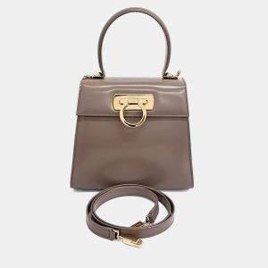 Pre Owned Salvatore Ferragamo Brown Leather Kelly Bag Small