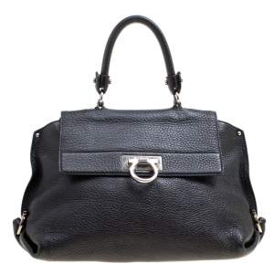 Salvatore Ferragamo Black Leather Medium Sofia Satchel