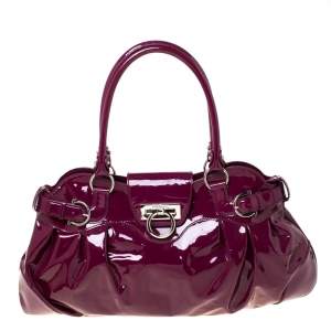 مملوكة مسبقًا Salvatore Ferragamo Bordeaux Patent Leather Satchel 