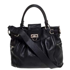 Pre Owned Salvatore Ferragamo Black Leather Marisa Satchel