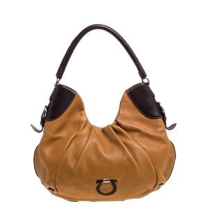 Pre Owned Salvatore Ferragamo Tan/Brown Leather Hobo