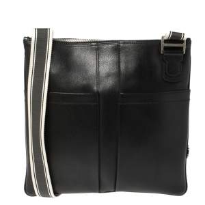 Salvatore Ferragamo Black Leather Messenger Bag