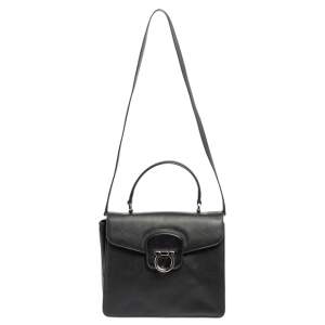 Salvatore Ferragamo Black Leather Katia Top Handle Bag