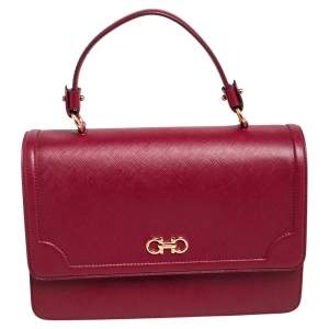 مملوكة مسبقًا Salvatore Ferragamo Dark Red Leather Seila Top Handle Bag 