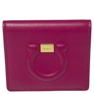 Salvatore Ferragamo Pink Leather Gancini Compact Wallet