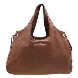 Pre Owned Salvatore Ferragamo Brown Leather Hobo