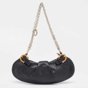 Pre Owned حقيبة كتف سالفاتوري فيراغامو جلد أسود بسلسلة