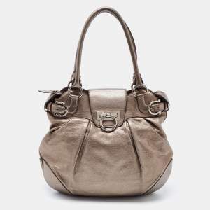 Salvatore Ferragamo Metallic Leather Marisa Hobo