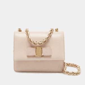 Salvatore Ferragamo Pink Leather Mini Ginny Crossbody Bag