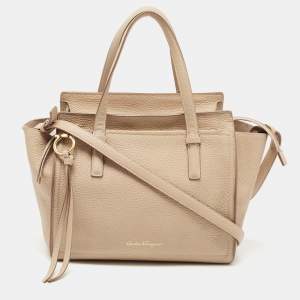 Salvatore Ferragamo Beige Leather Amy Tote