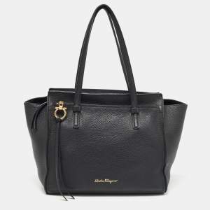 Salvatore Ferragamo Black Leather Medium Amy Tote