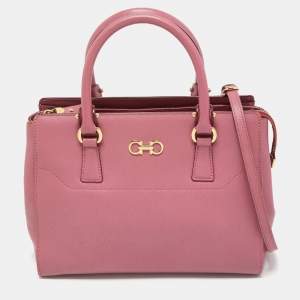 Salvatore Ferragamo Dark Pink Leather Beky Tote