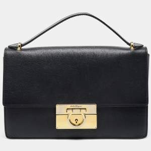 Salvatore Ferragamo Black Leather Aileen Shoulder Bag