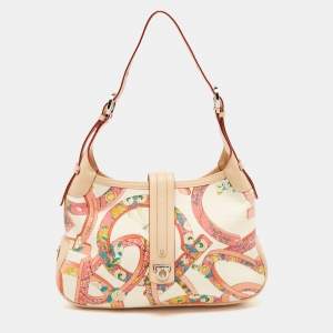 Salvatore Ferragamo Multicolor Printed Fabric and Leather Gancio Flap Hobo