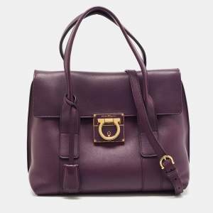 Salvatore Ferragamo Purple Leather Sookie Satchel