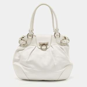 Salvatore Ferragamo White Leather Marisa Shoulder Bag
