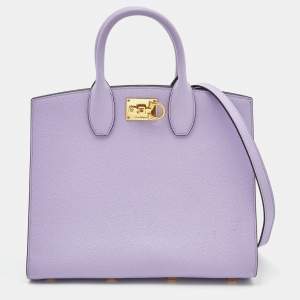 Salvatore Ferragamo Purple Leather Medium Studio Tote
