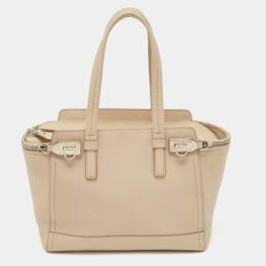 Salvatore Ferragamo Beige Leather Verve Tote