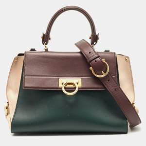 Salvatore Ferragamo Tricolor Leather Medium Sofia Top Handle Bag