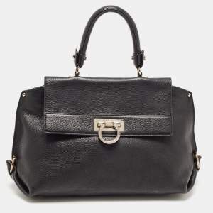 Salvatore Ferragamo Black Leather Medium Sofia Top Handle Bag