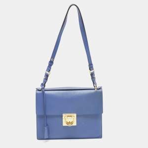 Salvatore Ferragamo Blue Leather Marisol Top Handle Bag