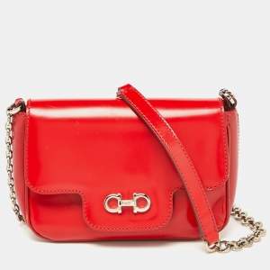 Salvatore Ferragamo Red Glossy Leather Rory Crossbody Bag