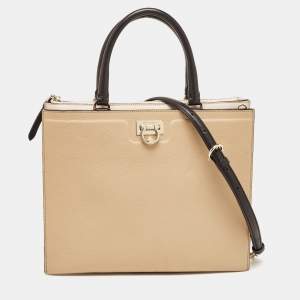 Salvatore Ferragamo Tricolor Leather Trifolio Top Handle Bag