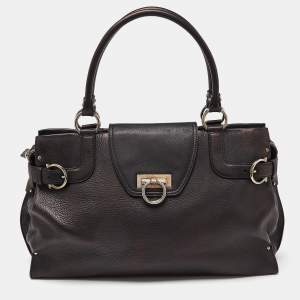 Salvatore Ferragamo Black Leather Virna Tote