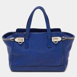 Salvatore Ferragamo Blue Leather Zip Tote 
