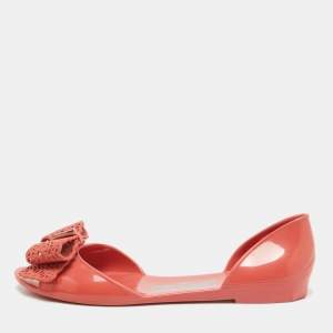 Salvatore Ferragamo Pink Jelly Prieta Bow Flats Size 37.5