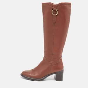 Salvatore Ferragamo Brown Leather Knee Length Boots Size 37.5