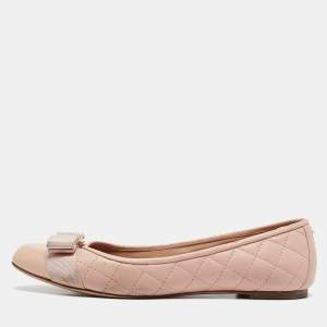 Salvatore Ferragamo Pink Quilted Leather Varina Ballet Flats Size 37