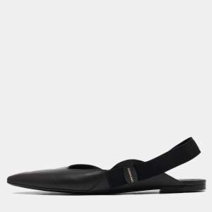 Pre Owned Salvatore Ferragamo Black Leather Slingback Flats Size 40.5