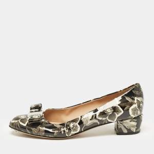Salvatore Ferragamo Multicolor Patent Leather Vara Bow Block Heel Pumps Size 38