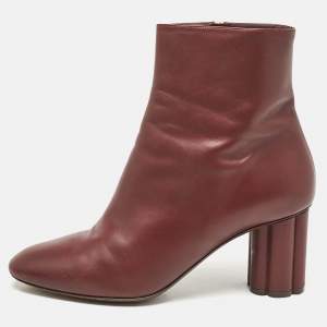 Salvatore Ferragamo Burgundy Leather Ankle Length Boots Size 41