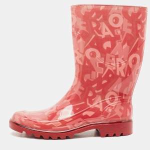 Salvatore Ferragamo Red PVC Rain Boots Size 35.5